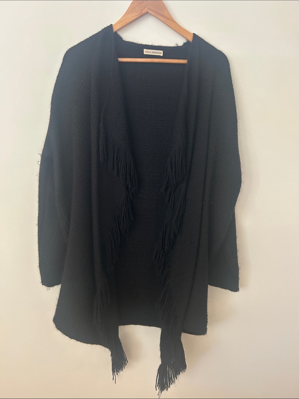 Ulla Johnson Black Fringe Open Cardigan